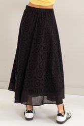 HYFVE Eyelet High-Waist Cotton Midi Skirt - Flared and Dreamy